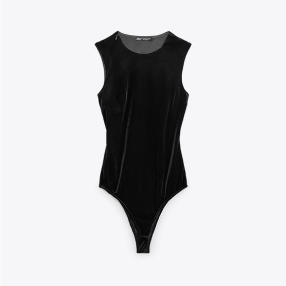 Zara Tops Zara Asymmetrical Velvet Bodysuit Poshmark